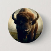 Bizon schilderij ronde button 5,7 cm (Voorkant)