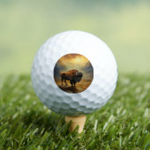 Bizon Silhouet Bij Zonsondergang Golfballen (Insitu Shirt)