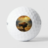 Bizon Silhouet Bij Zonsondergang  Golfballen (Voorkant)