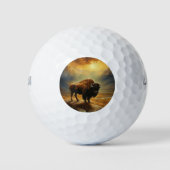 Bizon Silhouet Bij Zonsondergang  Golfballen (Voorkant)