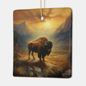 Bizon Silhouet Bij Zonsondergang Keramisch Ornament (Links)