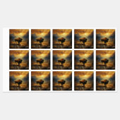 Bizon Silhouet Bij Zonsondergang  Labels (Vel)