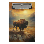 Bizon Silhouet Bij Zonsondergang Mini Klembord (Voorkant)