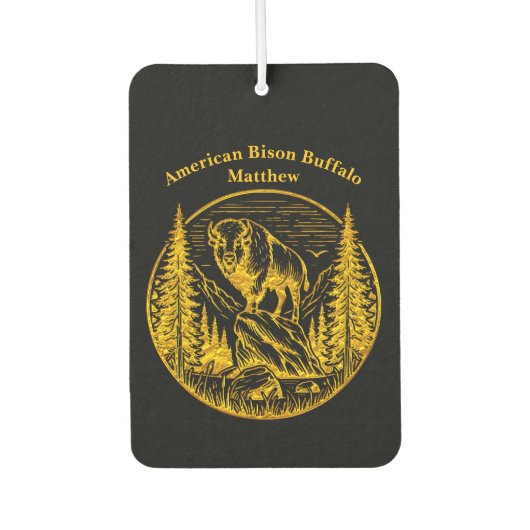 Bizon staat trots in een natuurlijk landschap luchtverfrisser (Voorkant)