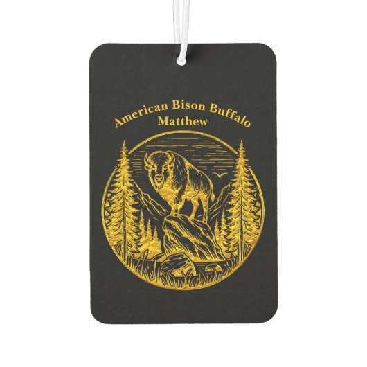 Bizon staat trots in een natuurlijk landschap luchtverfrisser (Achterkant)