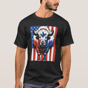 Bizon Us Vlag Wilde Natuur Amerikaanse Dier Bizon T-shirt