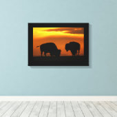 bizon zonsondergang canvas afdruk (Insitu (Houten vloer))