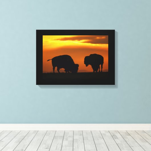 bizon zonsondergang canvas afdruk (Insitu (Houten vloer))