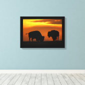 bizon zonsondergang canvas afdruk (Insitu (Houten vloer))