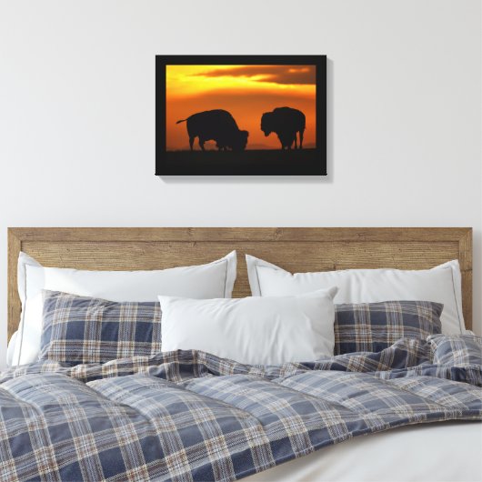 bizon zonsondergang canvas afdruk (Insitu (Slaapkamer))