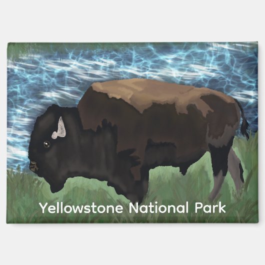 Bizon zwerven door Yellowstone National Park Magneet (Voorkant)