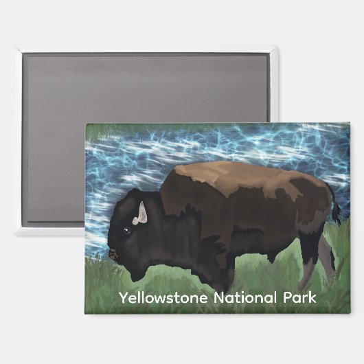 Bizon zwerven door Yellowstone National Park Magneet (Voorkant / Achterkant)