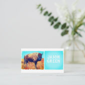 Bizonkunst op turkoois en wit vet dubbelzijdig visitekaartje (Staand voorkant)