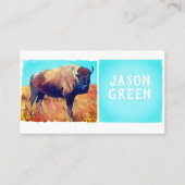 Bizonkunst op turkoois en wit vet dubbelzijdig visitekaartje (Voorkant)