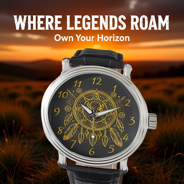 Bizonontwerp met veren en geometrische patronen horloge (Creator heeft geüpload)