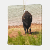 Bizons bij het water keramisch ornament (Links)