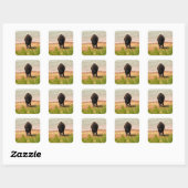 Bizons bij het water vierkante sticker (Vel)