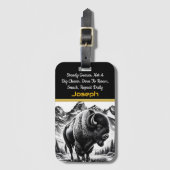 Bizons bij schemering bij de bergen bagagelabel (Voorkant (verticaal))