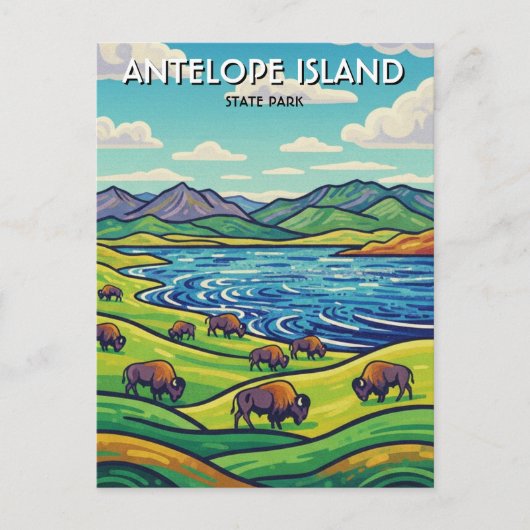 Bizons in Antelope Island State Park Utah Briefkaart (Voorkant)
