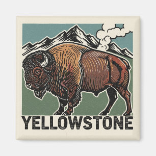 Bizons in Nationaal Park Yellowstone Magneet
