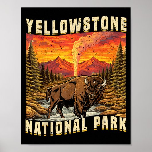 Bizons in Yellowstone National Park Poster (Voorkant)