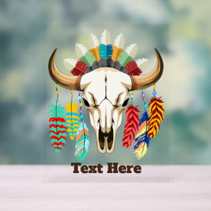 Bizonschedel Native American embleem Acryl Bord