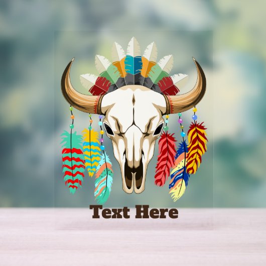 Bizonschedel Native American embleem Acryl Bord (Neutraal)