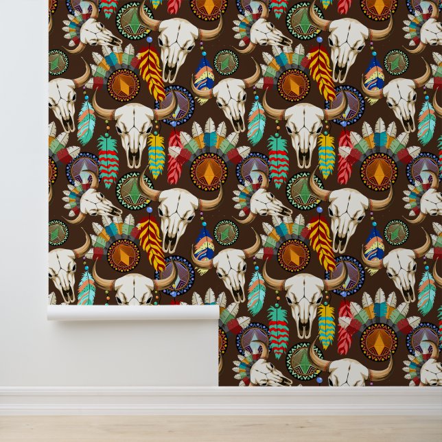 Bizonschedel Native American embleem Behang (Applicatie)