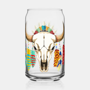 Bizonschedel Native American embleem Blikvorm Glas