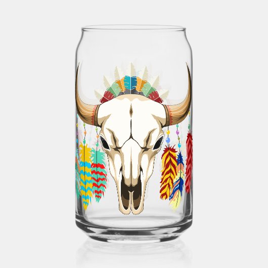 Bizonschedel Native American embleem Blikvorm Glas (Voorkant)