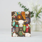 Bizonschedel Native American embleem Briefkaart (Staand voorkant)