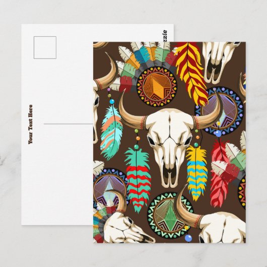 Bizonschedel Native American embleem Briefkaart (Voorkant / Achterkant)