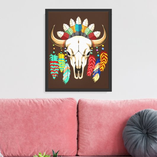 Bizonschedel Native American embleem Canvas Afdruk (Insitu (Woonkamer))