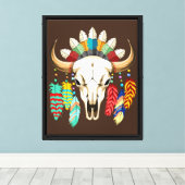 Bizonschedel Native American embleem Canvas Afdruk (Insitu (Houten vloer))