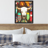 Bizonschedel Native American embleem Canvas Afdruk (Insitu (Slaapkamer))