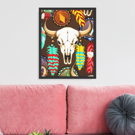Bizonschedel Native American embleem Canvas Afdruk (Insitu (Woonkamer))