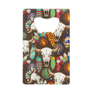 Bizonschedel Native American embleem Creditkaart Flessenopener