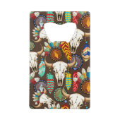 Bizonschedel Native American embleem Creditkaart Flessenopener (Achterkant)