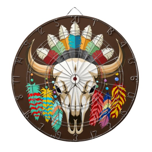 Bizonschedel Native American embleem Dartbord (Voorkant)