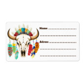 Bizonschedel Native American embleem Etiket (Voorkant)