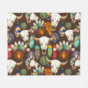 Bizonschedel Native American embleem Fleece Deken
