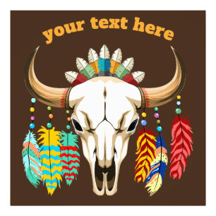 Bizonschedel Native American embleem Foto Afdruk