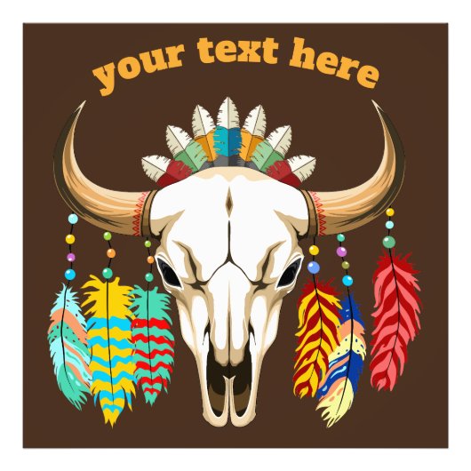 Bizonschedel Native American embleem Foto Afdruk (Voorkant)