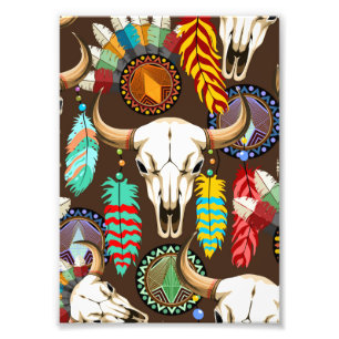 Bizonschedel Native American embleem Foto Afdruk