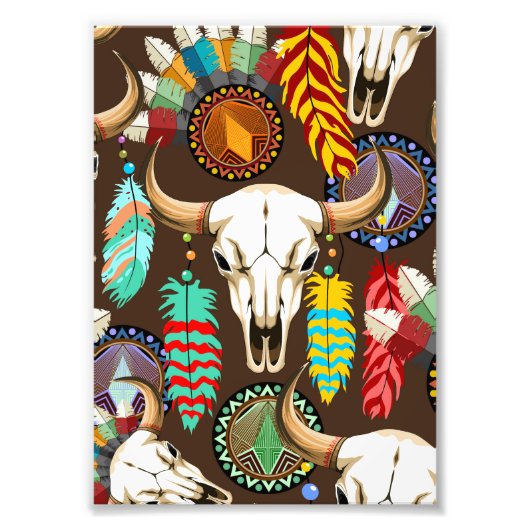 Bizonschedel Native American embleem Foto Afdruk (Voorkant)
