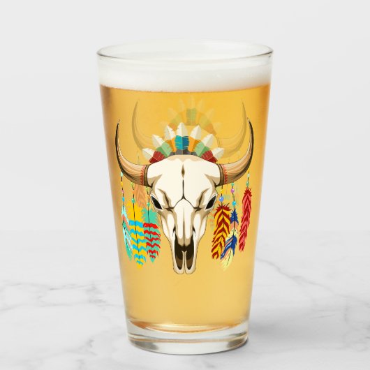 Bizonschedel Native American embleem Glas (Voorkant gevuld)