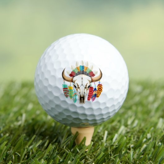 Bizonschedel Native American embleem Golfballen (Insitu Shirt)