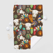 Bizonschedel Native American embleem Golfhanddoek (Insitu)