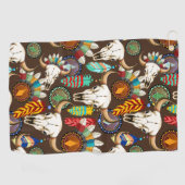 Bizonschedel Native American embleem Golfhanddoek (Horizontaal)