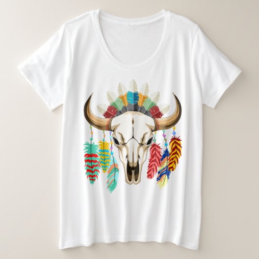 Bizonschedel Native American embleem Grote Maat T-shirt (Design voorkant)